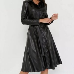NY & Co Vegan Leather Midi Shirtdress